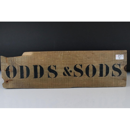 52 - 'Old Stuff' sign on driftwood with 'Odds & Sods' on the back