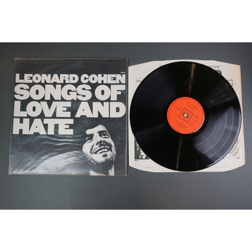 1263 - Vinyl - 5 Leonard Cohen LPs to include Songs from a Room CBS63587, Songs of Love & Hate (69004), Liv... 