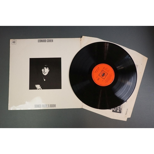 1263 - Vinyl - 5 Leonard Cohen LPs to include Songs from a Room CBS63587, Songs of Love & Hate (69004), Liv... 