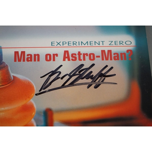 128 - Signed Vinyl - Man Or Astro Man? Experiment Zero LP on Louder 12, yellow vinyl, some damage to sleev... 