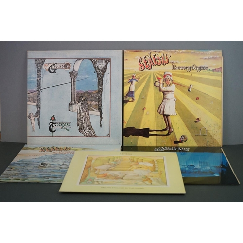 1247 - Vinyl - Five Genesis LPs to include Trespass (CAS1020), Nursery Cryme (CAS1052), Foxtrot (CAS1058), ... 