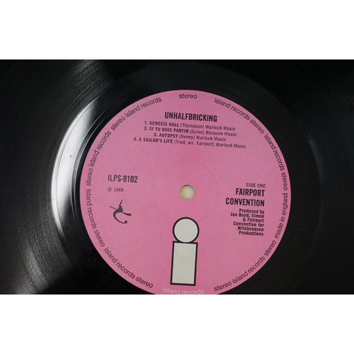 321 - Vinyl - Fairport Convention Unhalfbricking (ILPS 9102) Island white 'i' label on pink background.  S... 