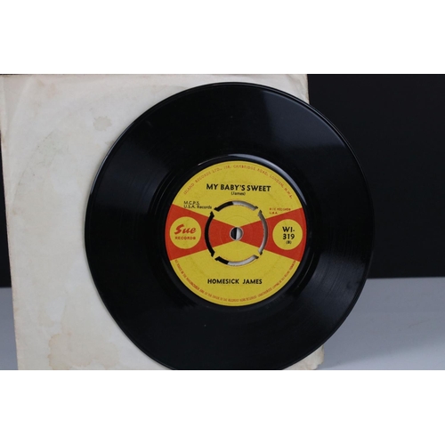 360 - Vinyl - Homesick James Crossroads / My Baby's Sweet (SUE Records WI-319) white paper sleeve, vinyl V... 