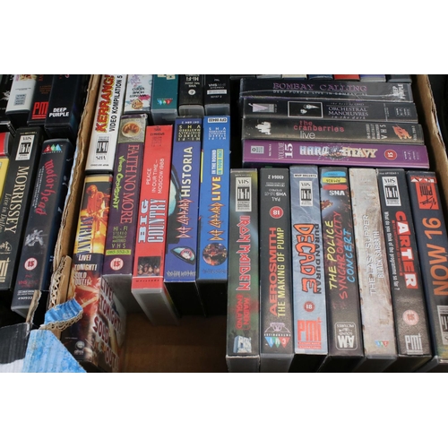 1444 - VHS Tapes - Around 70 mainly Rock related VHS Cassette tapes to include Motorhead, Def Lepard, Deep ... 