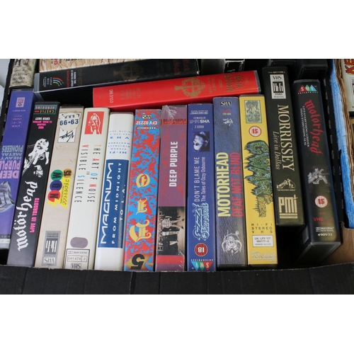 1444 - VHS Tapes - Around 70 mainly Rock related VHS Cassette tapes to include Motorhead, Def Lepard, Deep ... 