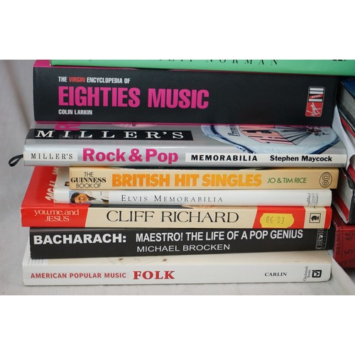 1380a - Books - Large quantity of mainly music related books and magazines to include Rock n Roll, Country, ... 