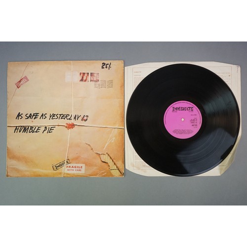 1412 - Vinyl - Humble Pie As Safe As Yesterday Is (Immediate IMSP 025) creased lyric inner.  Sleeve VG with... 