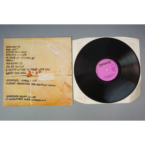 1412 - Vinyl - Humble Pie As Safe As Yesterday Is (Immediate IMSP 025) creased lyric inner.  Sleeve VG with... 