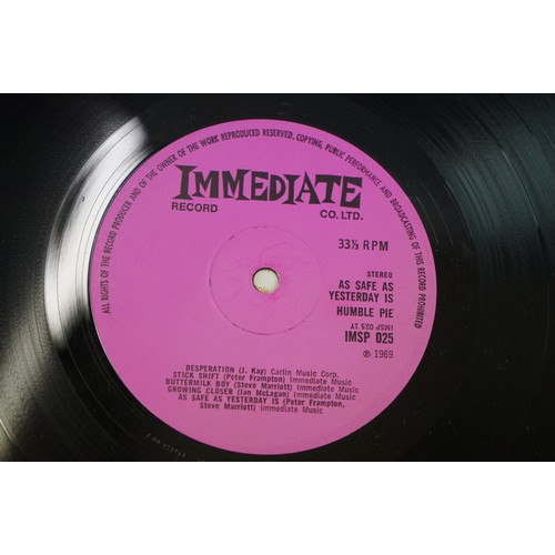 1412 - Vinyl - Humble Pie As Safe As Yesterday Is (Immediate IMSP 025) creased lyric inner.  Sleeve VG with... 