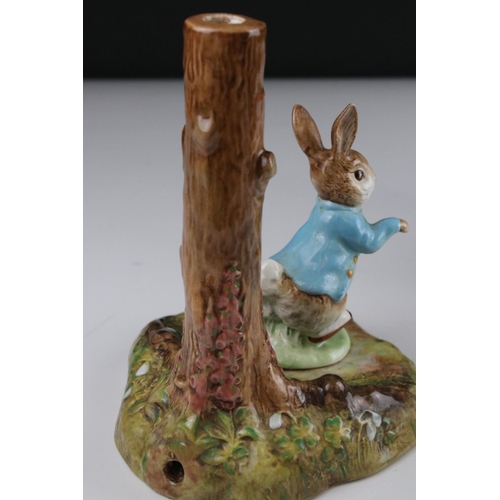 1 - Two Beswick Beatrix Potter Candlesticks  in the form of Jemima Puddle Duck and Peter Rabbit, circula... 