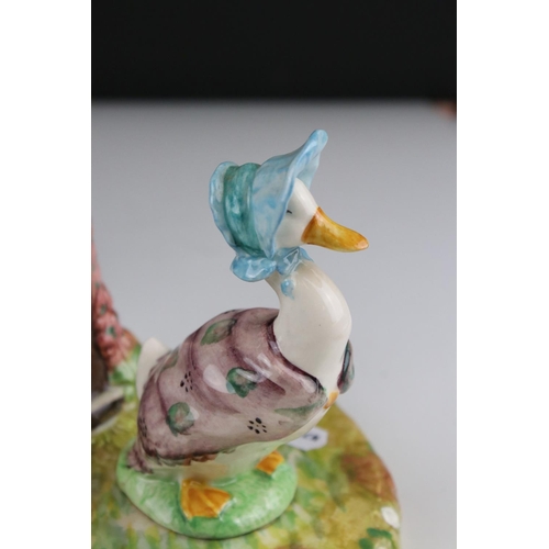 1 - Two Beswick Beatrix Potter Candlesticks  in the form of Jemima Puddle Duck and Peter Rabbit, circula... 