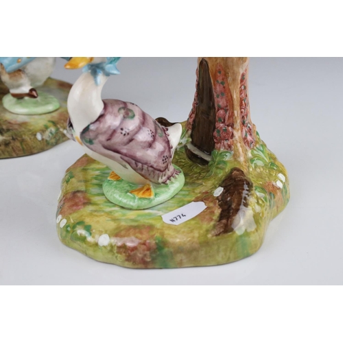 1 - Two Beswick Beatrix Potter Candlesticks  in the form of Jemima Puddle Duck and Peter Rabbit, circula... 