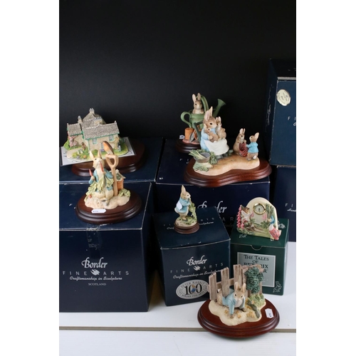 11 - Seven Boxed Border Fine Arts Beatrix Potter Figures to include Mrs Rabbit And Children, Peter Rabbit... 