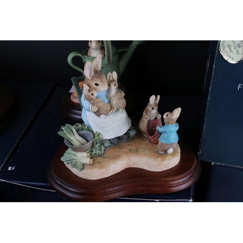 11 - Seven Boxed Border Fine Arts Beatrix Potter Figures to include Mrs Rabbit And Children, Peter Rabbit... 