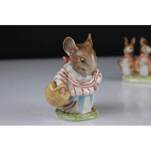 18 - Six Early Beswick Beatrix Potter figures with gold oval back stamps to include The Old Women Who liv... 