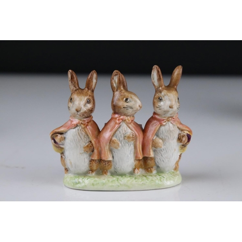 18 - Six Early Beswick Beatrix Potter figures with gold oval back stamps to include The Old Women Who liv... 