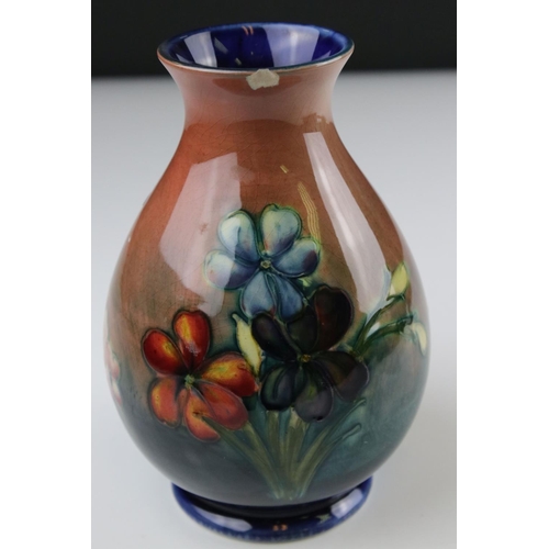 2 - Moorcroft Baluster Shaped Vase in the Anemone pattern, 15 cm in height.