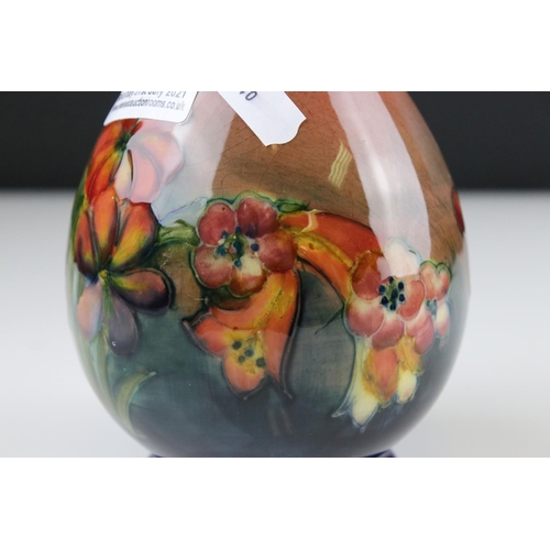 2 - Moorcroft Baluster Shaped Vase in the Anemone pattern, 15 cm in height.