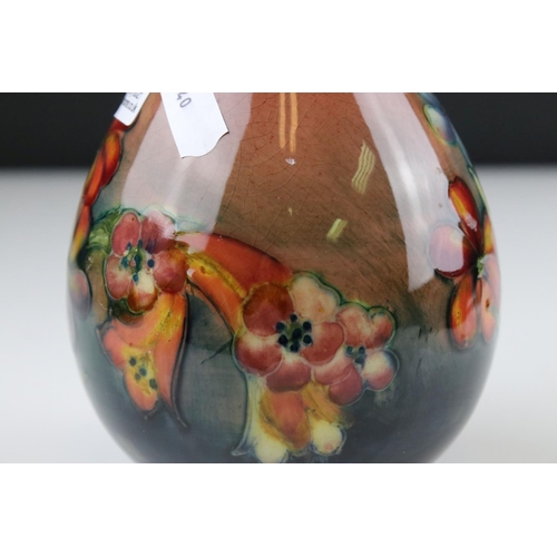 2 - Moorcroft Baluster Shaped Vase in the Anemone pattern, 15 cm in height.