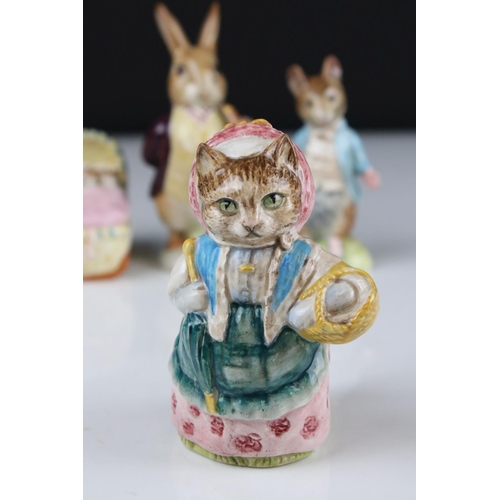 20 - Six Early Beswick Beatrix Potter Figures, all with oval gold back stamps to include Mr Benjamin Bunn... 