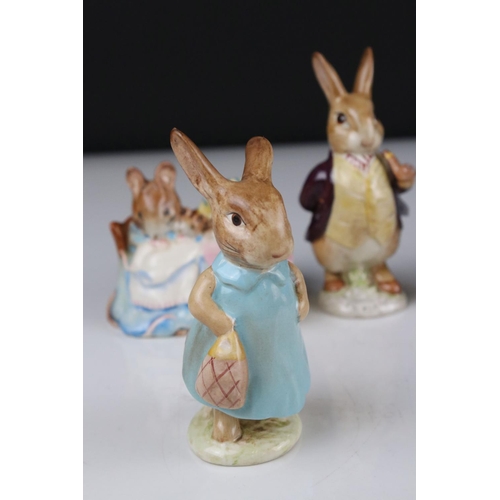 20 - Six Early Beswick Beatrix Potter Figures, all with oval gold back stamps to include Mr Benjamin Bunn... 