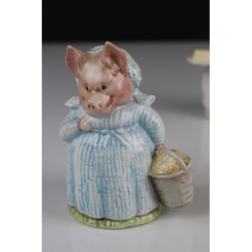 4 - Seven Early Beswick Beatrix Potter Figures with  Gold oval back stamps including Ribby, Jeremy Fishe... 