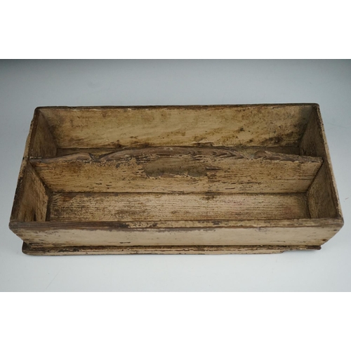 39 - Antique painted wooden cutlery tray.