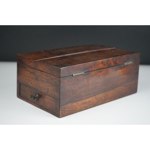 42 - 19th century rosewood travelling writing box with single drawer.