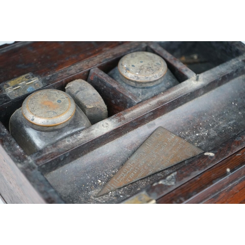 42 - 19th century rosewood travelling writing box with single drawer.