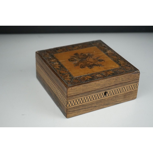 43 - Antique Tunbridge ware box 15 cm square.