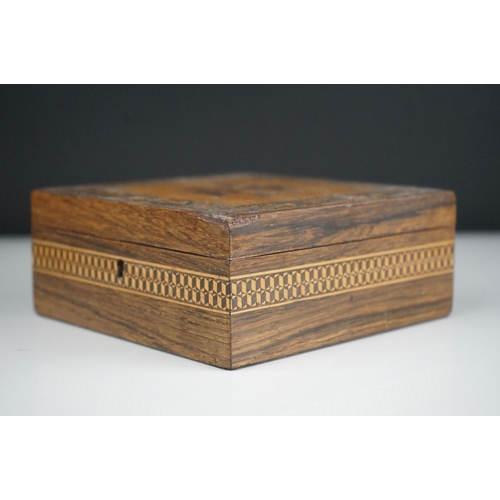 43 - Antique Tunbridge ware box 15 cm square.