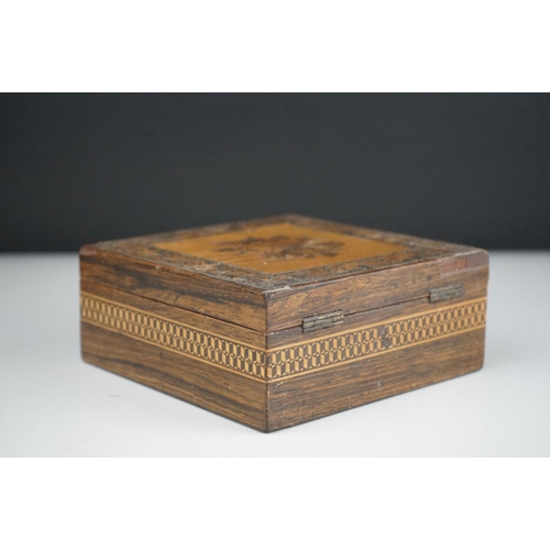 43 - Antique Tunbridge ware box 15 cm square.