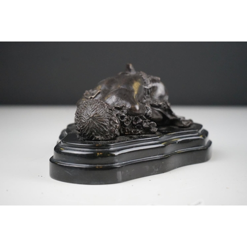 46 - Bronze sculpture of a sleeping figure signed Carpeaux.