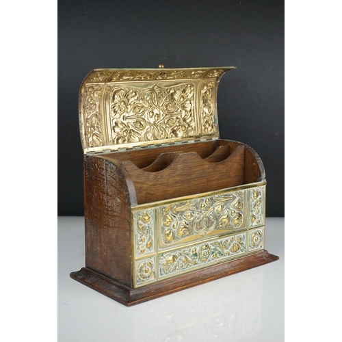 57 - Art Nouveau stationary box with brass decoration.