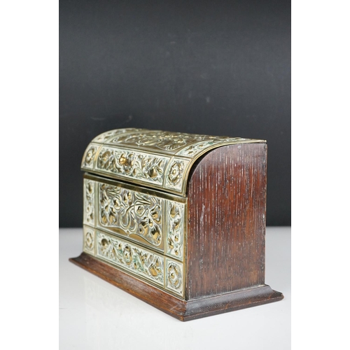 57 - Art Nouveau stationary box with brass decoration.