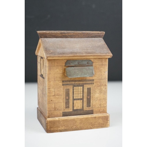 59 - Early 20th century wooden puzzle moneybox in the form of a House.