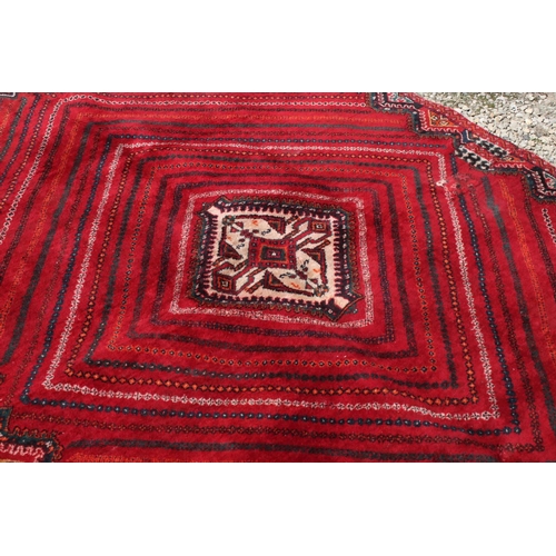 791 - Red ground, vintage persian Qashqai tribal carpet, patch on one corner and in middle