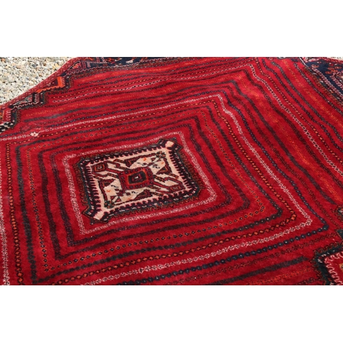 791 - Red ground, vintage persian Qashqai tribal carpet, patch on one corner and in middle