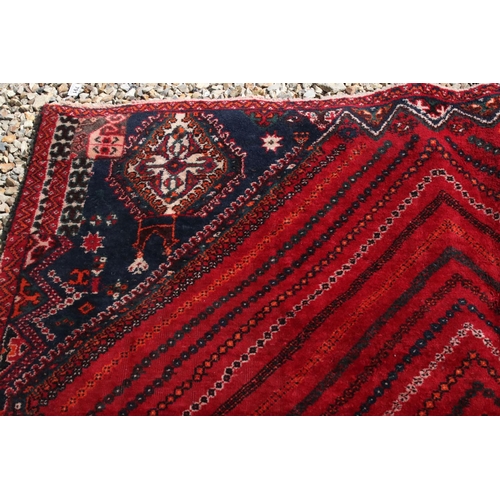 791 - Red ground, vintage persian Qashqai tribal carpet, patch on one corner and in middle