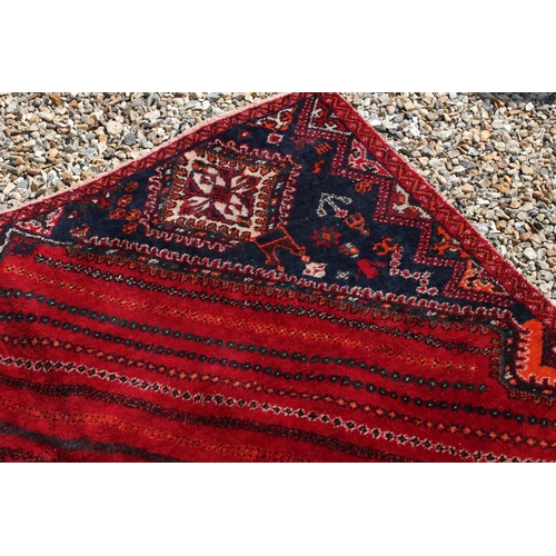 791 - Red ground, vintage persian Qashqai tribal carpet, patch on one corner and in middle