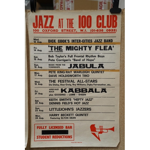 1 - Music Poster - Six Jazz at the 100 Club jazz and blues posters showing forthcoming artist line-ups c... 