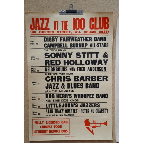 1 - Music Poster - Six Jazz at the 100 Club jazz and blues posters showing forthcoming artist line-ups c... 