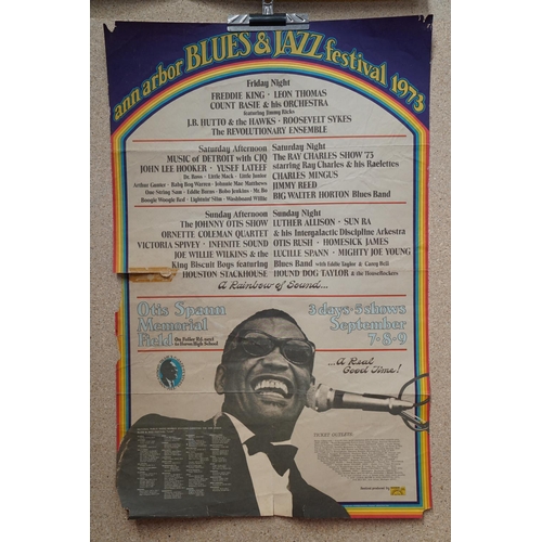 2 - Music Poster - Three posters to include Ann Arbor Blues & Jazz Festival 1973 approx 21.5