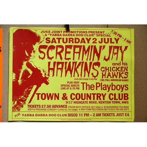 16 - Music Poster - Five blues posters, to include Screamin' Jay Hawkins at The Town & Country Club, Kent... 