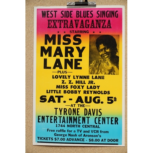 38 - Music Poster - Two American Blues posters on card to include Miss Mary Lane at the Tyrone Davis Cent... 