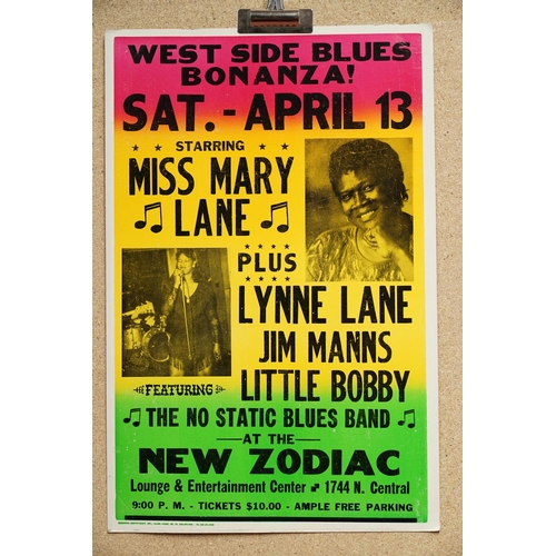 38 - Music Poster - Two American Blues posters on card to include Miss Mary Lane at the Tyrone Davis Cent... 