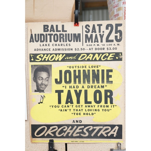 41 - Music Poster - Collection of 8 blues posters on card to include Johnnie Taylor at Ball Auditorium (h... 