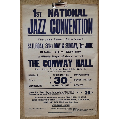 46 - Music Poster - 6 promotional posters to include 1st National Jazz Convention at Conway Hall London a... 