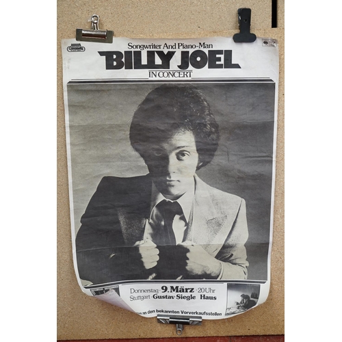 62 - Music Poster - Three music posters to include Billy Joel poster German date from the 70's, black and... 