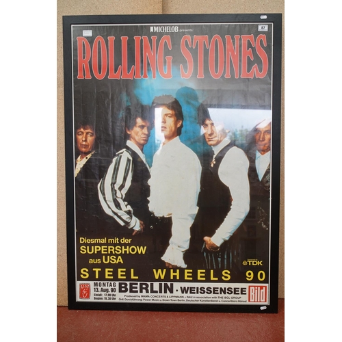 87 - Music Posters & Memorabilia - Five framed and glazed posters to include Rolling Stones Berlin 13th A... 